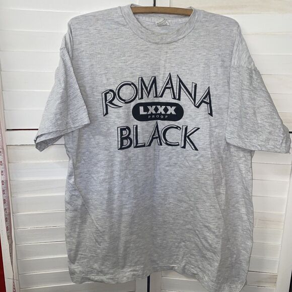 Vintage 80s Romana Black Sambuca T-Shirt Liqueur Size X Large Single Stitching - Picture 1 of 7